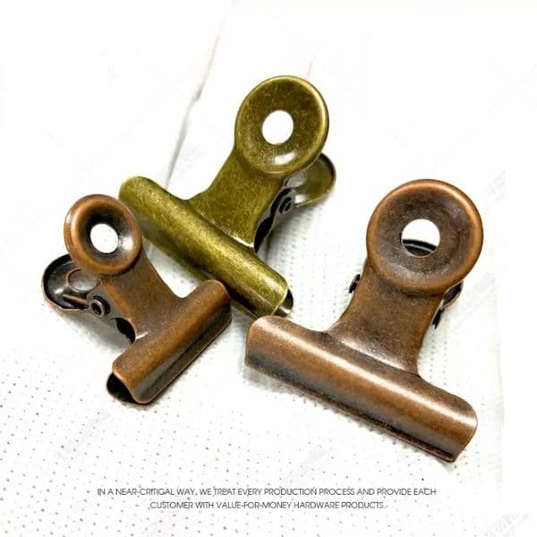 4 Size Retro Round Grip Clips Bronze Bulldog Metal Ticket Paper Clip For Tags Bags Office Wholesale I0329 B2