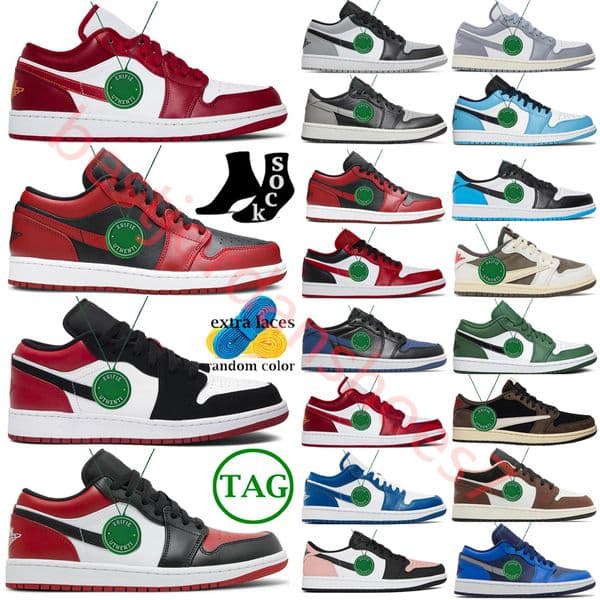 2025 1 Low Black Phantom Basketball Shoes Wolf Grey Reverse MochaConcord Bred Shadow Toe White Men Women Trainers Sports Sneakers