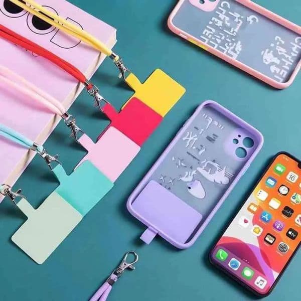 Adjustable Crossbody Patch Lanyards Mobile Strap Lanyard Nylon Soft Rope Cell Phone Charm Hanging Cord Back Sticker