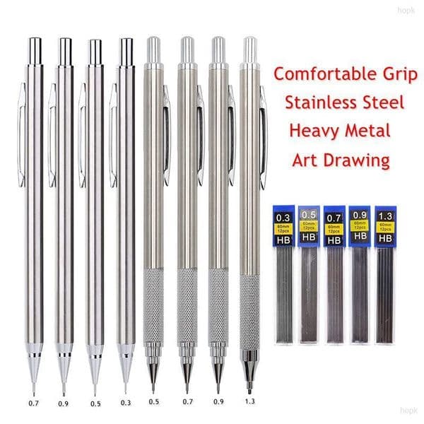 Markers Metal Mechanical Pencils Set with Lead Refills Drafting Automatic Pencil 03 05 07 09 13 20mm 2B HB For Art Supplie 230503