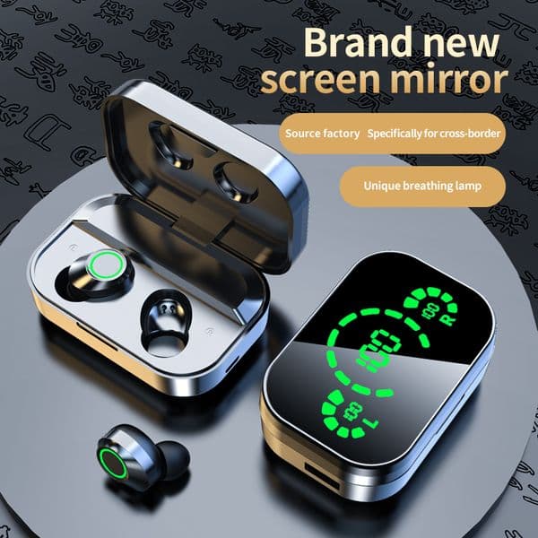YD03 TWS Earphone Bluetooth Wireless Headphones Mirror Digital Display Waterproof Earbuds Headset Ps4 Gamer Hearing Aid With Mic