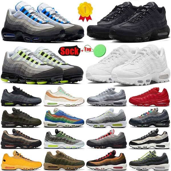 Trainers 95S Mens Running Sports Shoes maxs 95s Classic OG Triple Solar Red Black White Maxs Club Neon TV Cork Greedy Dark Smoke Grey Grape Safari Outdoor Sneakers