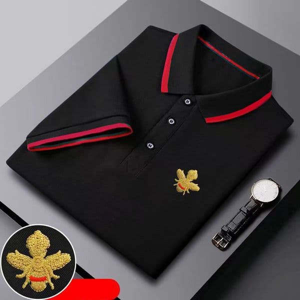 Mens Polos Shirt Striped Neck Tees Shirts Designer Summer Short Polo Man Tops T-Shirts With Embroidery Bees Pattern Tshirts M-4XL