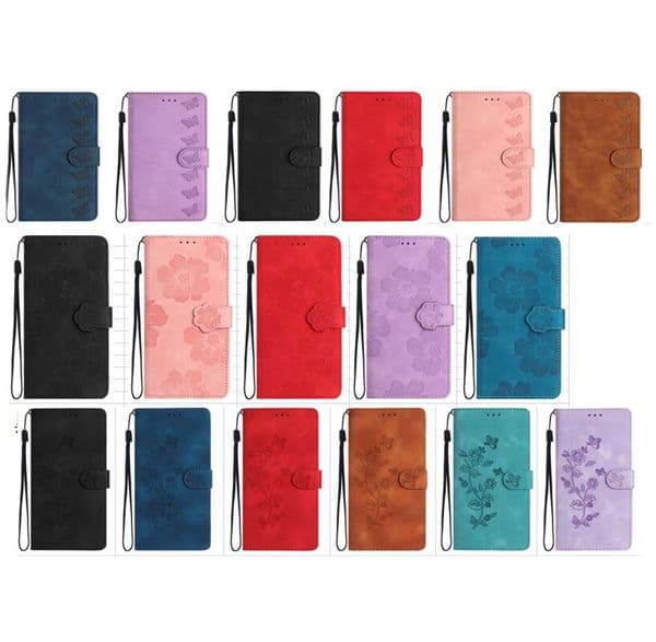 Butterfly Flower PU Leather Wallet Flip Cases For Iphone 17 Air 16E 16 15 14 Pro Max 13 12 11 XS XR 8 7 6 Plus Luxury Fashion Cute Lovely ID Card Slot Holder