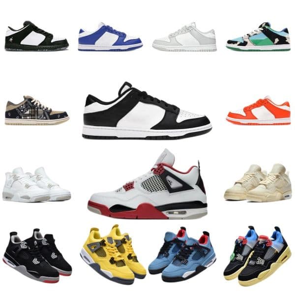 Slippers jumpman 4s basketball shoes sneakers pandas black white grey fog chicago UNC fire red noir black cat sail white oreo pure money dark mocha university blue