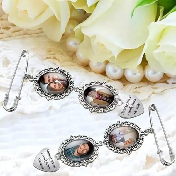 Sublimation Pin Brooch Wedding party Favor Metal Pendants Bouquet Photo Charms Brooches DIY Gift FY5728