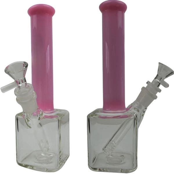 Vintage Cube Base Glass Bong Water Hookah Smoking Pipe 10inch Original Glass Factory made can put customer logo by DHL UPS CNE