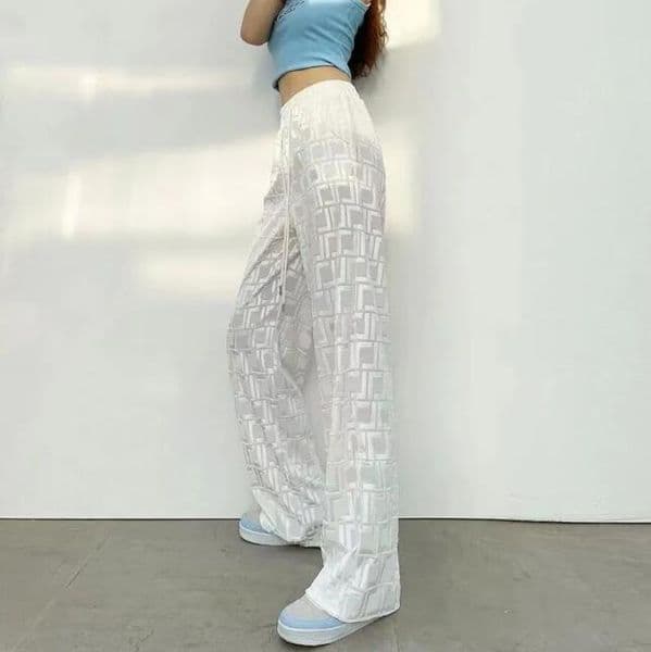 New fall high-end womens pants fashion designer sportswear velvet wide legs 3D embossed luxury letter comfortable and casual Clothing