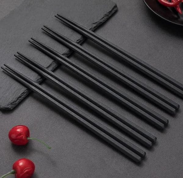 100Pair Black Chopstick Restaurant Durable Japanese Chopstick-Sushi Black-Alloy Chopsticks Chinese Food