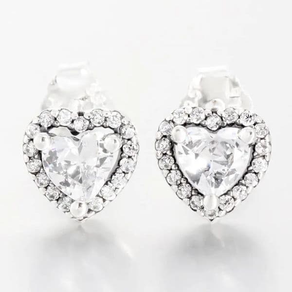 Luxurious Highlighted Heart Shape Earrings in 925 Sterling Silver - Perfect Glamour Addition for Your Wedding Day Attire