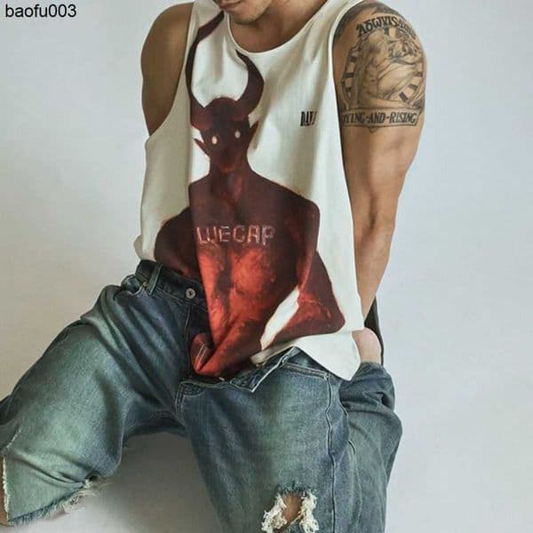 Mens T-Shirts Mens Tank Tops Gym Loose Printed Graphic Vest Fitness Clothing Sveless T Shirt Man Original Concept Bodybuilding Ropa Hombre J230526 L260508