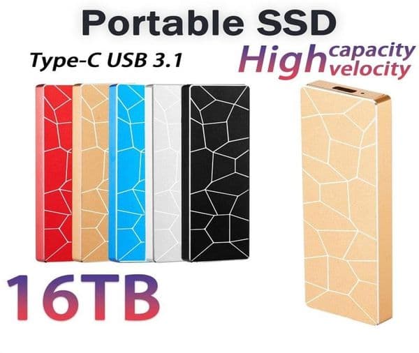 External Hard Drives M2 SSD Mobile Solid State Drive 16TB Storage Device Computer Portable USB 30 Disk