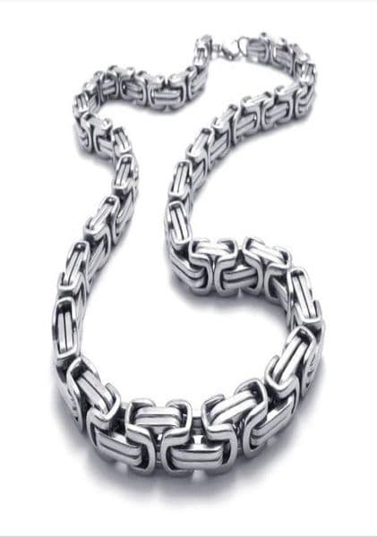 20 40 inches Top Selling 8mm wide silver byzantine chain stainless steel Jewelry Mens necklace Pick lenght ship