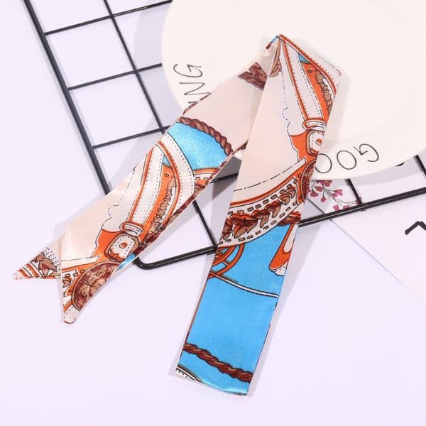 Silk scarf Handmade DIY butterfly bow knot new Small Women Fashion Scarf Hair Bag Handle Decoration Tie Multifunction Hand Ribbon Printed Streamers