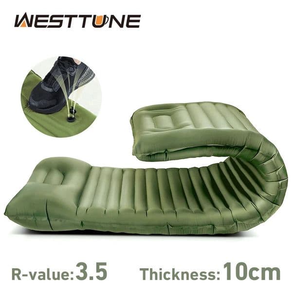 Outdoor Pads Ultralight Sleeping Pad Thicken Inflatable Mattress with Pillow Built in Pump Splicing Folding Air Cushion for Travel 231202