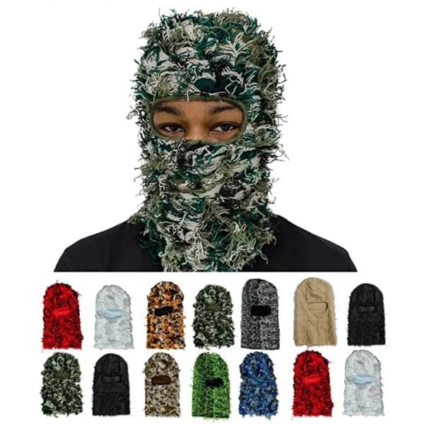 Hot Balaclava camo knitted hats Trending Ski Mas Wind Proof Winter Premium One Size Yeat Shiesty Distressed Mask Beanie Cap