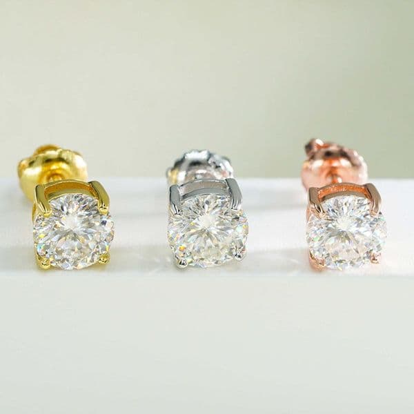 Diamond Passed Test Allergic Free 925 Sterling Silver 0.5CT 1CT 2CT Flashing Moissanite Earrings Studs for Men Women Gift