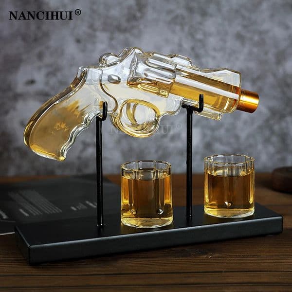 Bar Tools Revolver glass decanter whiskey set wine dispenser bar drinking container Pistol shaped bottle Exquisite men's gifts 231205