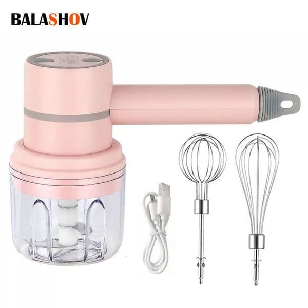 Fruit Vegetable Tools USB 2 in 1 Cordless Electric Garlic Mincer Egg Beater 3 Speed Control Wands Handheld Kitchen Baking 231205