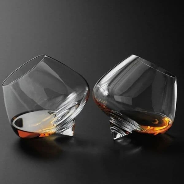 Bar Tools Whiskey Glass Rotating High Belly Cigar Cocktail Drinking Wine Cup Tumbler Down KTV Club Glasses 1 Pcs 231206