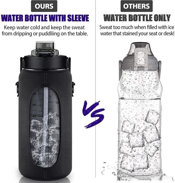Luxury Designer Decor Bottles Half Gallon Sleeve room 64 OZ 2000Ml Motivational Water Bottle With Straw Time Marker To Drink 230620 Decorati