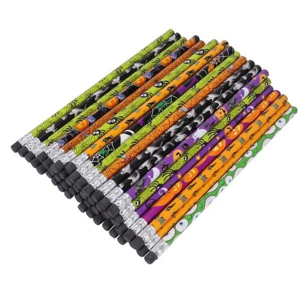 Pencils 50pcs Halloween Pattern Pencil Basswood Pencils Eco-Friendly Writing Pens Halloween Party Favors Kids Gifts pattern random 231212