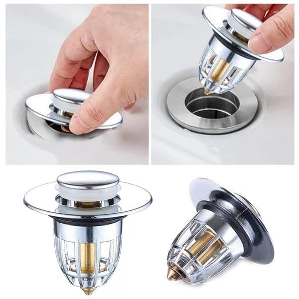 Bath Accessory Set Universal Press Bounce Basin -up Drain Filter Bathroom Sink Stopper Anti-clog Copper Strainer Hardware Accessories Free shipping