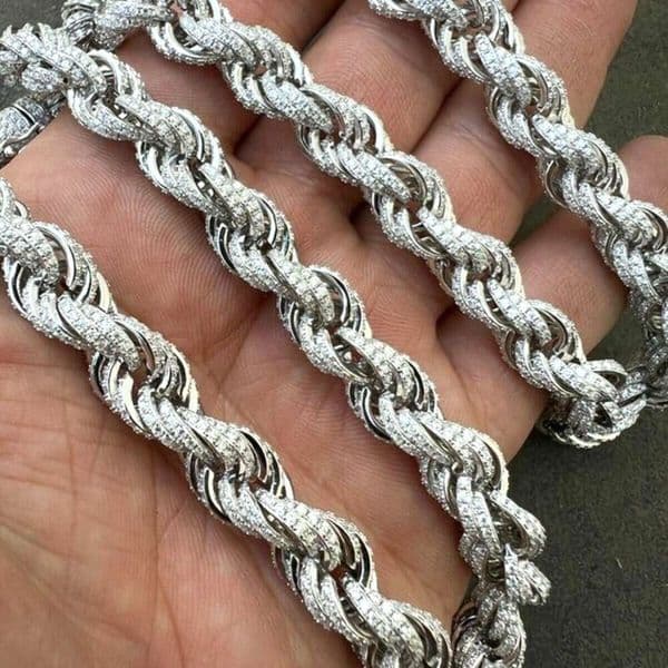 Twisted Moissanite Rope Chain for Men Custom Hip Hop Iced 925 9mm Thickness Silver Jewelry Necklaces CHRISTIAN Hiphop