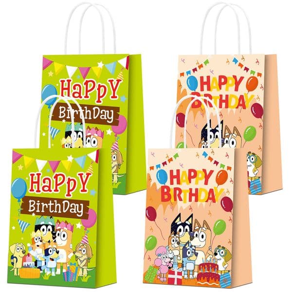 Dog birthday theme paper bag white kraft paper color square bottom gift wrapping bag