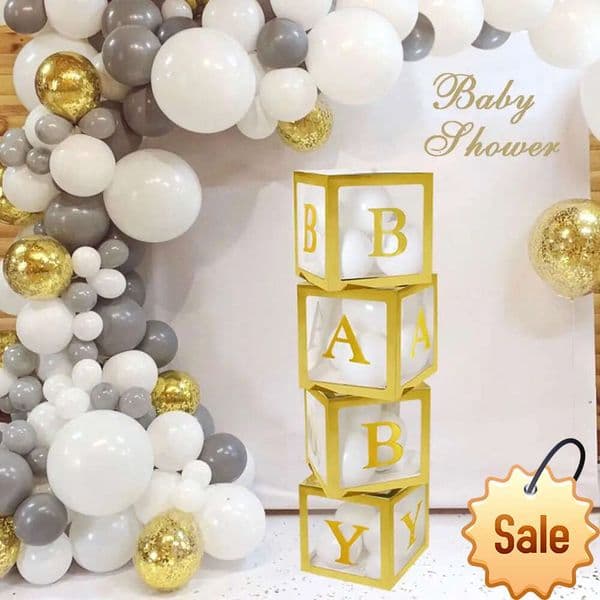 Luxury Designer Decor Gold Transparent Name Balloon Box Letter Gender room Reveal Baptism Decoration First 1 St Birthday Baby Shower Decor P