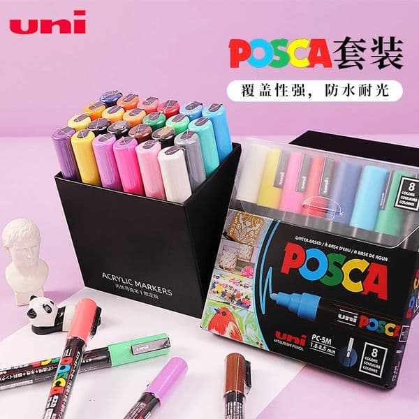 Uni Posca Paint Marker Pens Set Package PC1M PC3M PC5M PC8K 15K Pigment Rotuladores graffiti drawing pen For Rock Cerami 231220