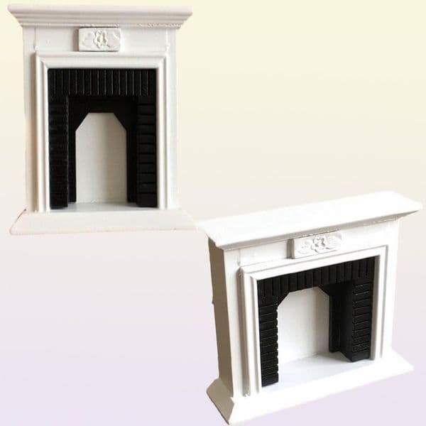 Mini Home for Doll White European Furniture Dolls House Model Building Kits 1 12 Wooden Dollhouse Creative Fireplace 220610
