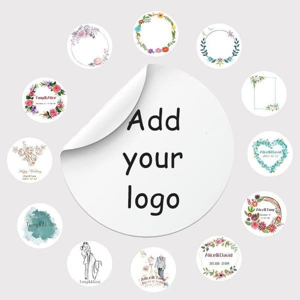 Adhesive Stickers 100pcs Wedding stickers Personalised Add Your Text Custom Invitations Favors business white Labels 35CM 230630