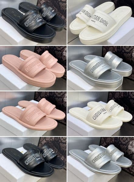 2023 New Slippers Dway Slide Shoe Leather Casual Slipper Flat 3cm Bottom Shoes