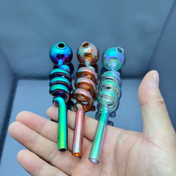 Smoking pipes Ball Glass Oil Burner Pipe Smoking Bowl Water Hookahs Bongs Multiple colored spiral glass direct fired pot pipes