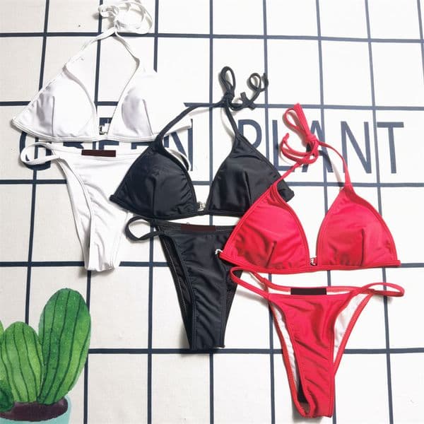 Womens sexy luxury bikini summer designer black white string print letter swimwear tank tops bikinis beach casual swimming sets woman swimwears swimsuits clothes