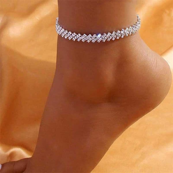 Anklets Beach Accessories Crystal Lozenge Anklet for Women Indian Wholesale Bohemian Vintage Sandals Ankle Bracelet Chain Jewelry 230607