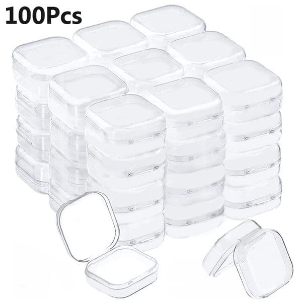Packaging Boxes 100Pcs Small Boxes Square Transparent Plastic Box Jewelry Storage Case Finishing Container Packaging Storage Box for Earrings 230710