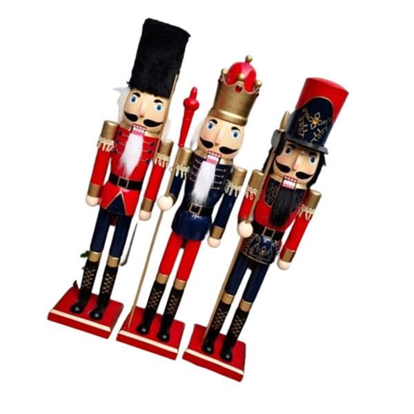 60CM Nutcracker King Soldier Wooden Figurine Christmas Decoration Handcraft Walnut Puppet Toy Gift New 201127