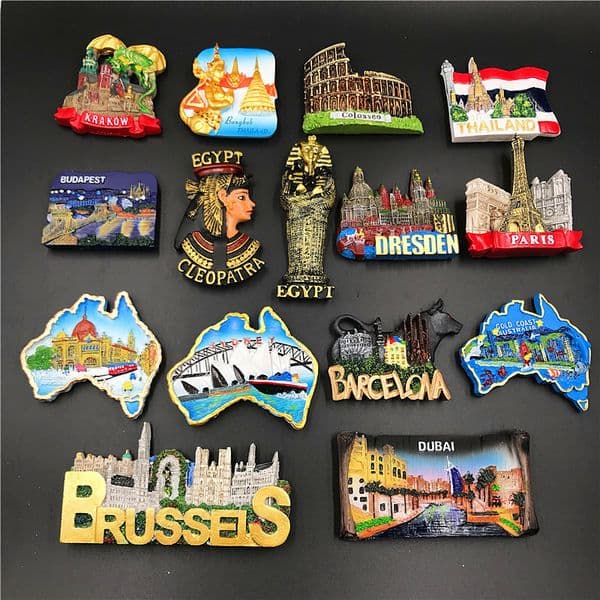 Fridge Magnets National Tourist souvenir Hungary dubai Thailand Poland Egypt Italy Australia Germany Spain Belgium resin refrigerator magnet 230711