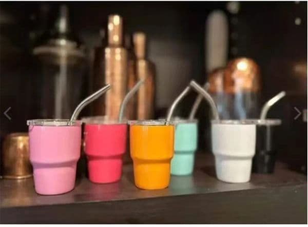 2oz 3oz Mini Shot Wine Glasses Tumbler Stainless Steel Beer Cup with straw and lid FY5618 JY14
