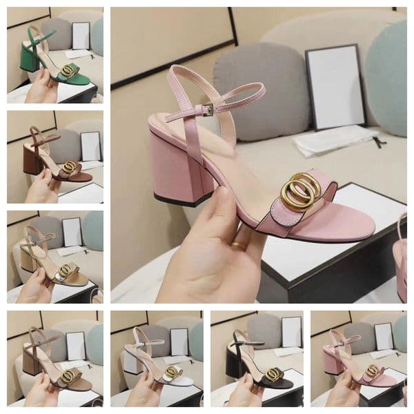 Fashion Summer Sandals Designer Leather Women's High Heels Sexy Metal Buckle Large Office Red Shoes