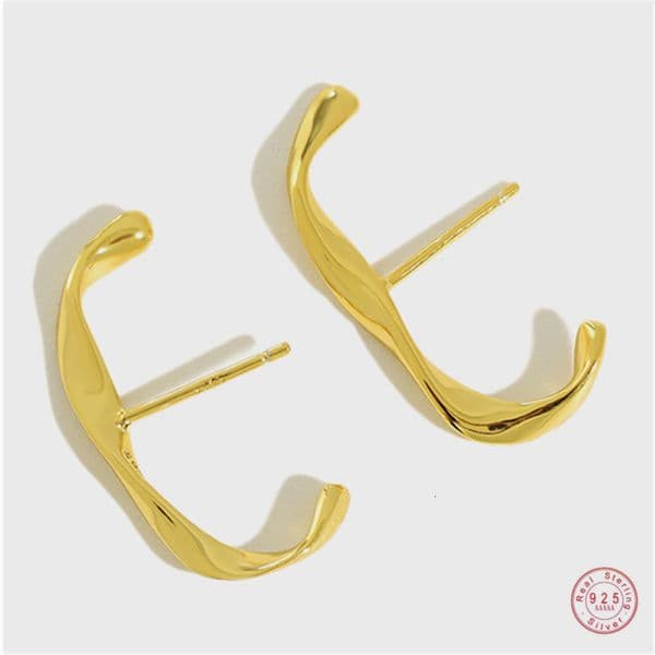 Ear Cuff 925 Sterling Silver European Irregular C-shaped Pig Ear Stud Earrings For Women Fashion Creative Party Jewelry Friendship Gift 230718