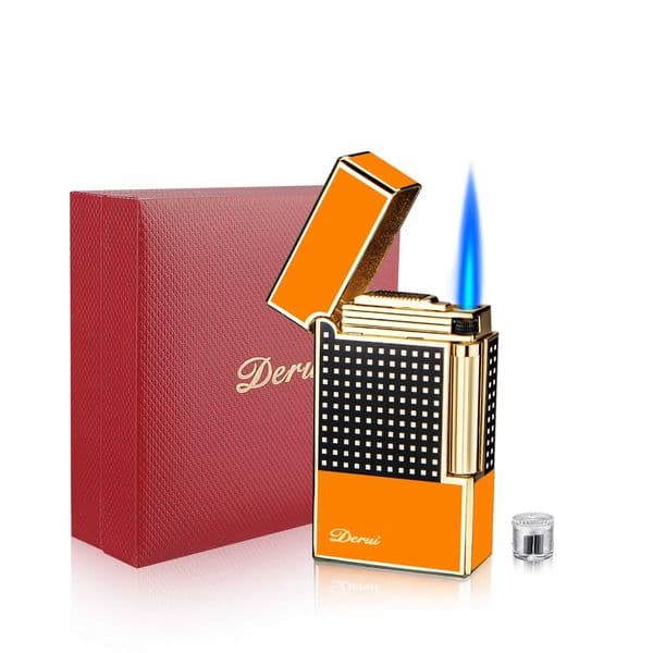Cigar Lighter Torch Jet Blue Flame Refillable Butane No Gas Flintstone with Punch Accessories for Cigars Q2D4 L260522