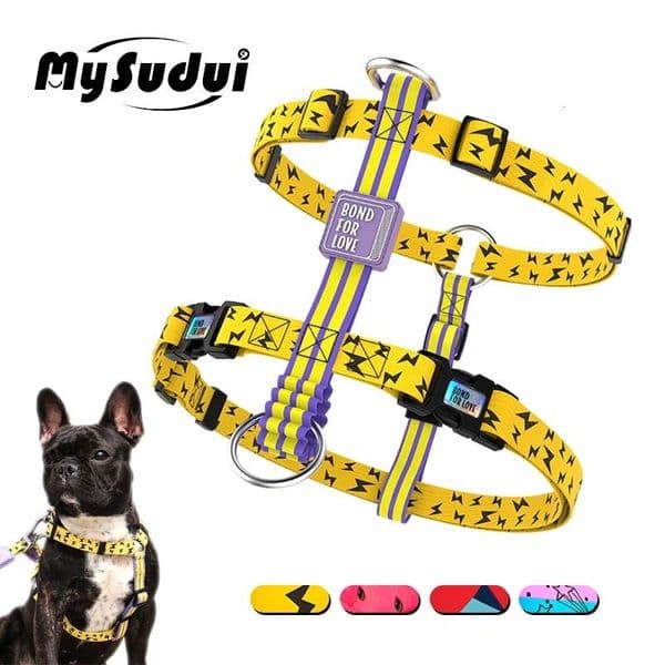 Dog Collars Leashes Soft Nylon Pet Harness Chest Strap Collar Adjustable Cute Pink For Small Large Dogs Chihuahua Bulldog Arnes Perro 230719