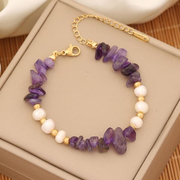 Popular White Pearl Natural Stone Beaded Bracelet Jewelry for Women Gift