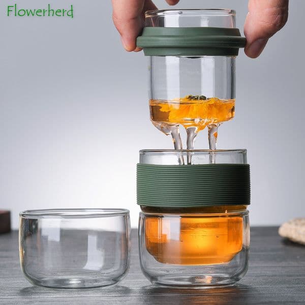 Luxury Designer Decor Tea Cups High Borosilicate Glass Travel Kung Fu room Set Teaware Quick Off Portable One Teapot And Pot Cup Decoration