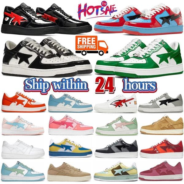 2026 Sta Casual Shoes Sk8 Low Men Women Color Block Shark Black White Pastel Green Blue Suede Mens Womens Trainers Outdoor Sports Sneakers Walking Jogging size 36-45