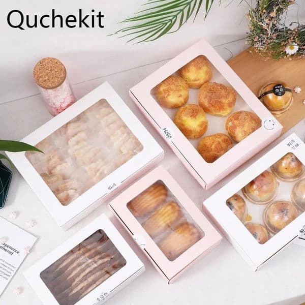 Wrap Gift 10Pcs Baking Boxes And Packaging Egg Yolk Crisp Candy Cookie Cake With Clear Window Cupcake Box Birthday Party Favor Decor 230725 Gd0318