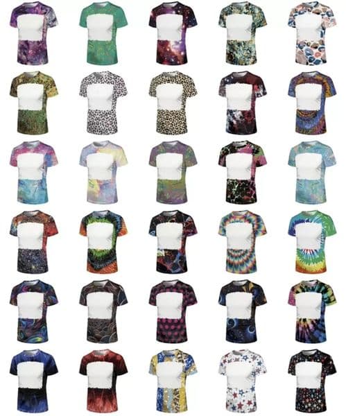 S-4XL Wholesale Party Supplies Sublimation Bleached T-shirt Heat Transfer Blank Bleach Shirt fully Polyester tees US Sizes for Men Women 30 colors u0727